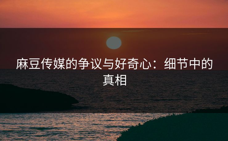 麻豆传媒的争议与好奇心:细节中的真相