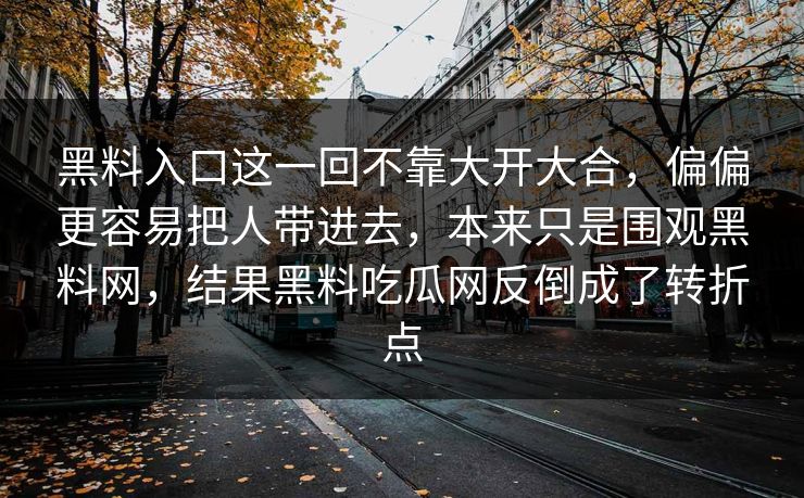 黑料入口这一回不靠大开大合,偏偏更容易把人带进去,本来只是围观黑料网,结果黑料吃瓜网反倒成了转折点