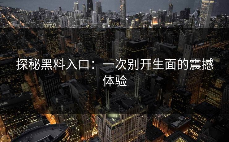 探秘黑料入口:一次别开生面的震撼体验 探秘黑料入口:一次别开生面的震撼体验