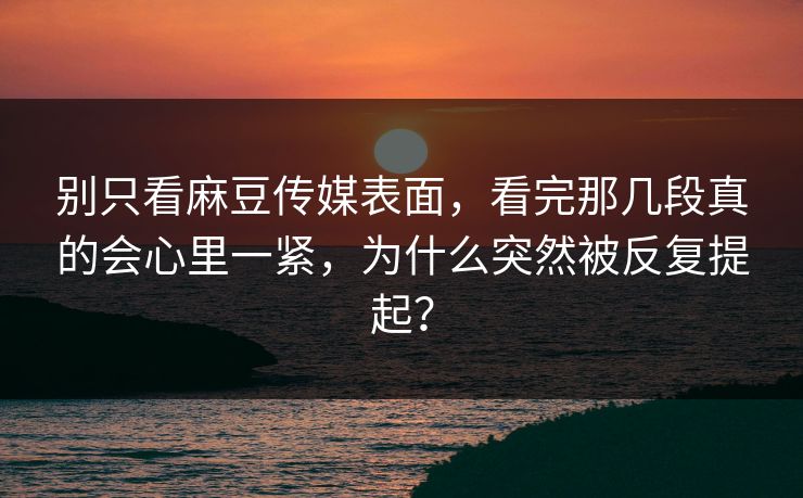 别只看麻豆传媒表面,看完那几段真的会心里一紧,为什么突然被反复提起?