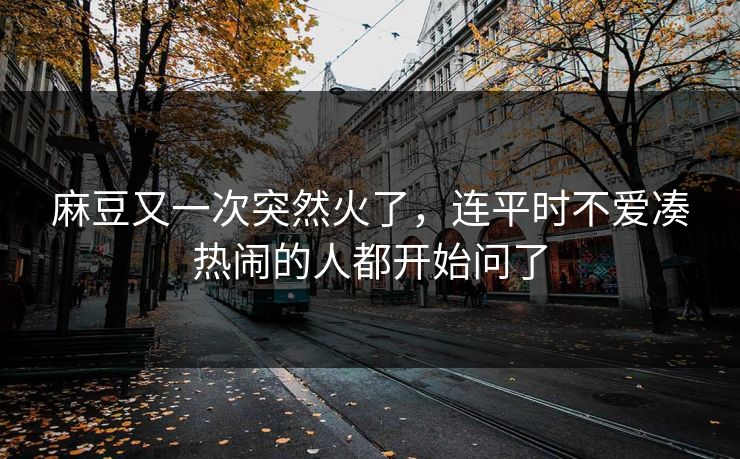 麻豆又一次突然火了,连平时不爱凑热闹的人都开始问了 麻豆又一次突然火了,连平时不爱凑热闹的人都开始问了