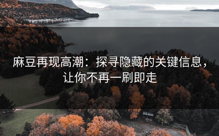 麻豆再现高潮：探寻隐藏的关键信息，让你不再一刷即走