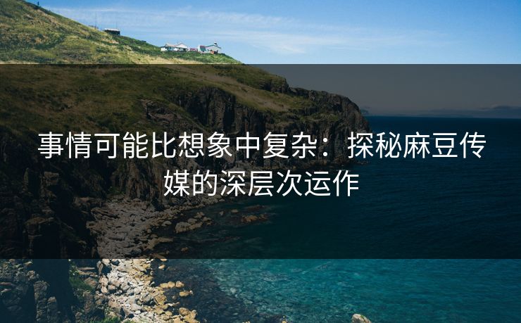 事情可能比想象中复杂：探秘麻豆传媒的深层次运作